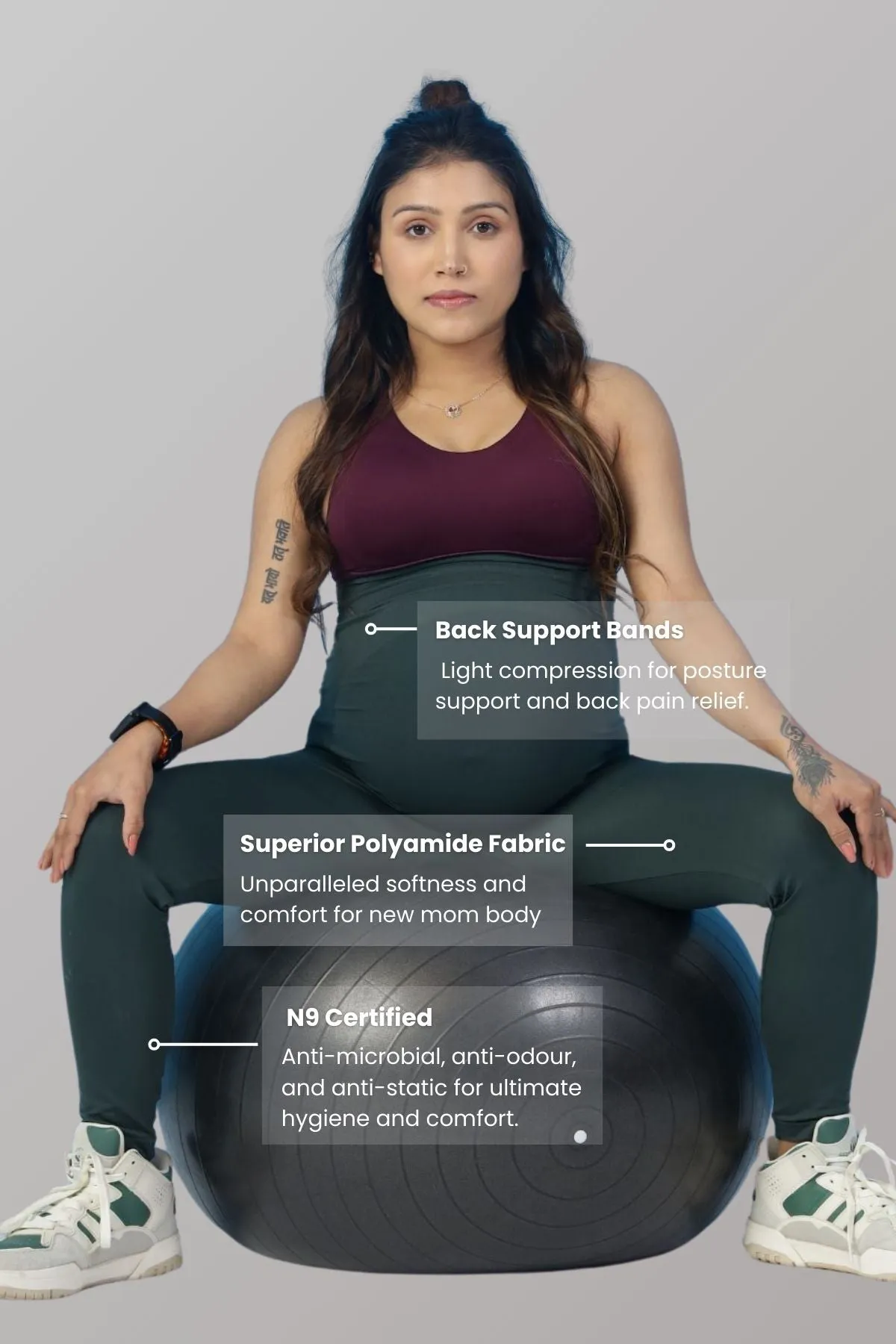 Seamless Adaptable Bump Support Legging Green (Pregnancy)