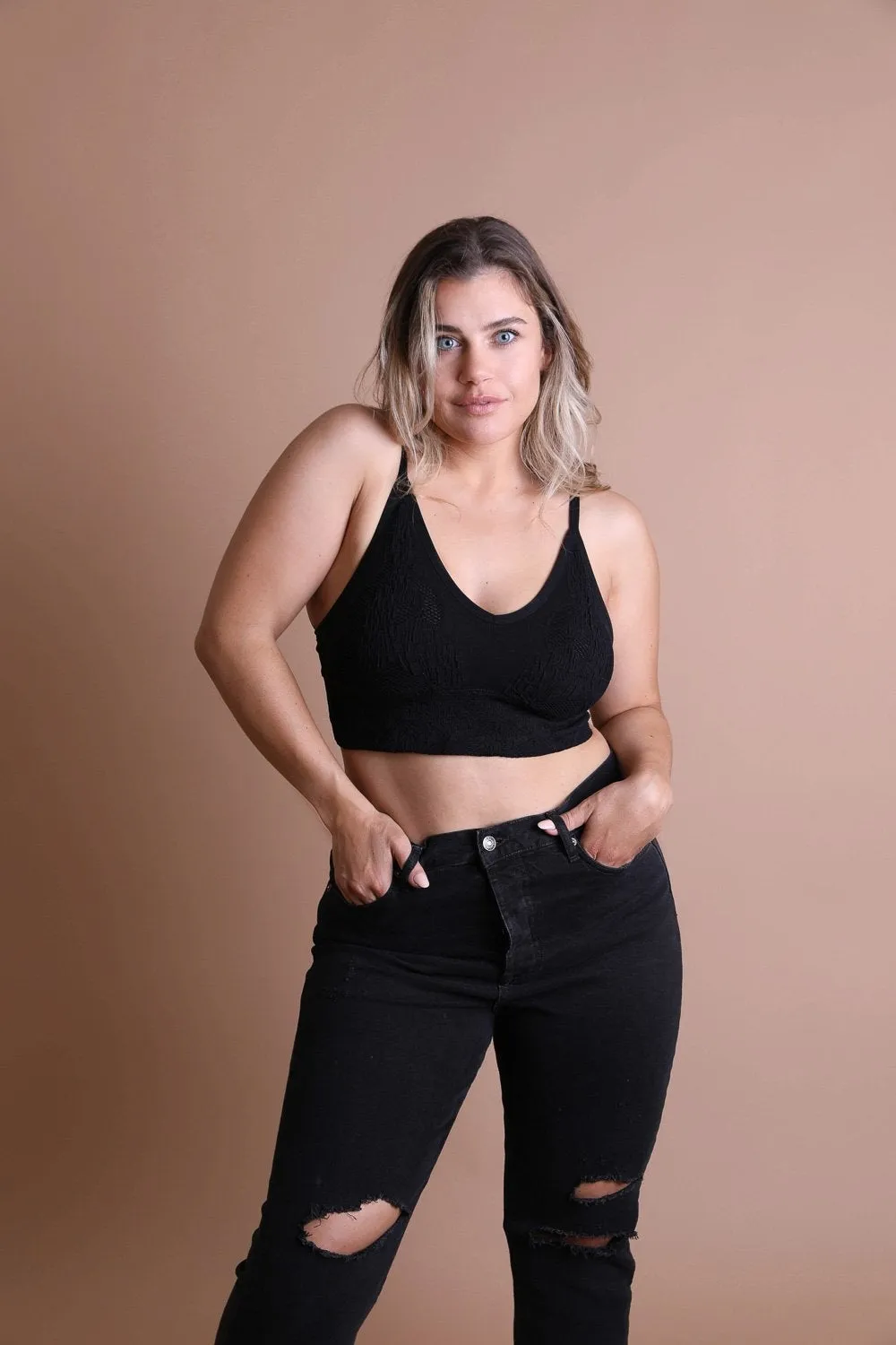 Seamless Padded Textured Brami Plus Size