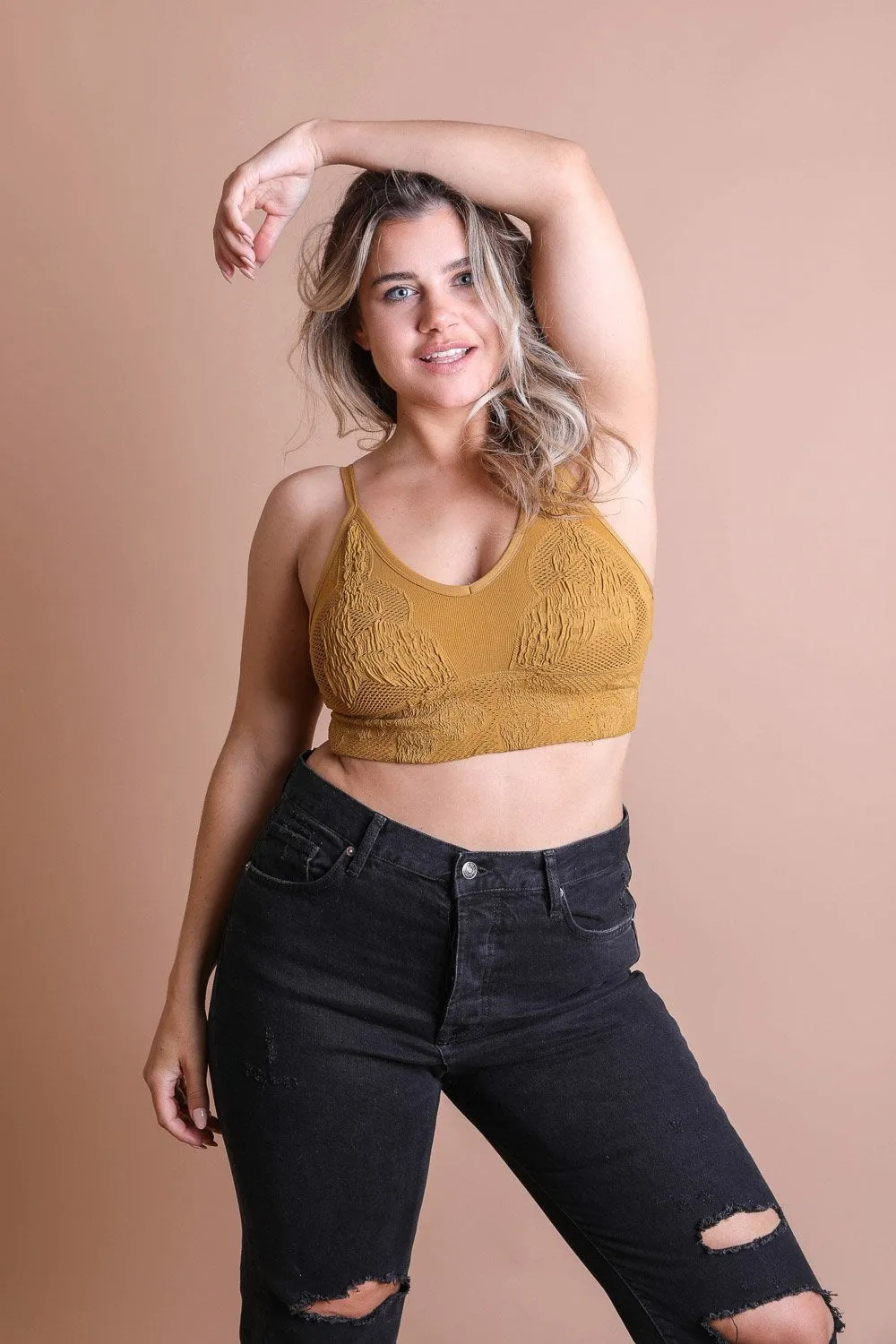 Seamless Padded Textured Brami Plus Size