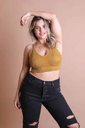 Seamless Padded Textured Brami Plus Size