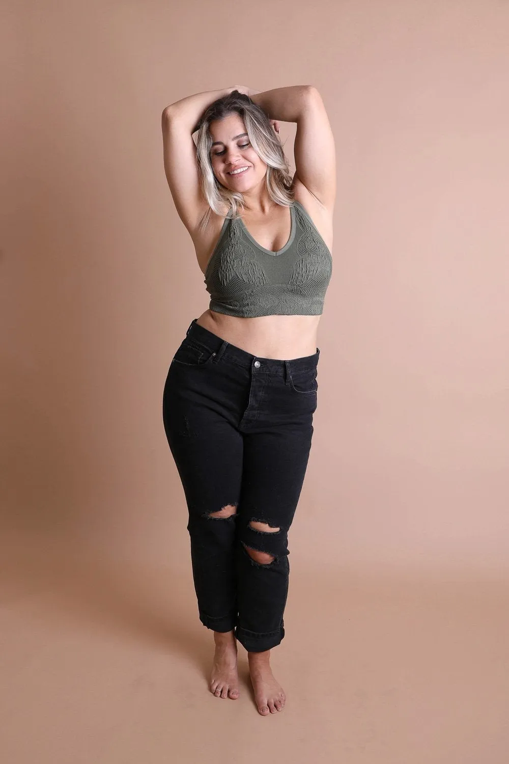 Seamless Padded Textured Brami Plus Size