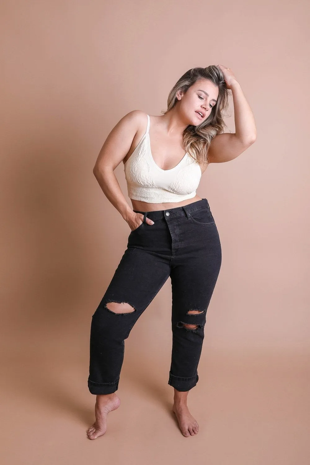 Seamless Padded Textured Brami Plus Size