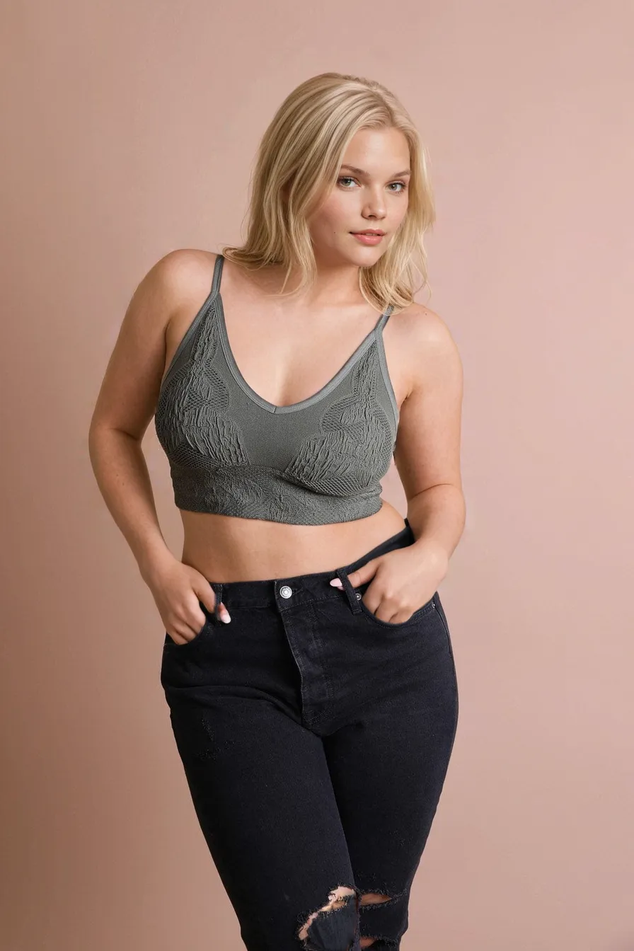 Seamless Padded Textured Brami Plus Size