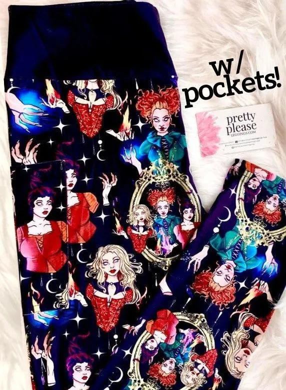Spooky HOCUS POCUS Sanderson Sisters Halloween Super SOFT Leggings Disney Holiday rts