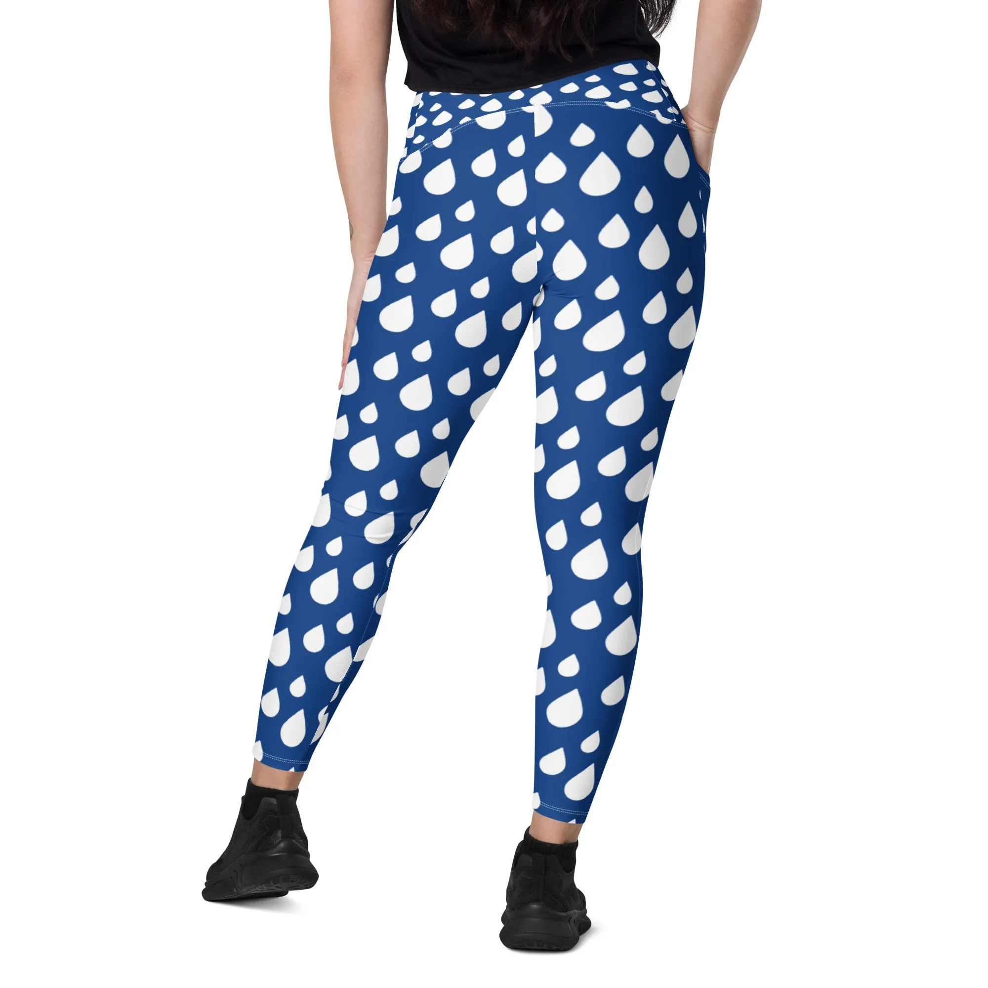 Sports mesh Leggings with CTS pockets Blue Rain Drops