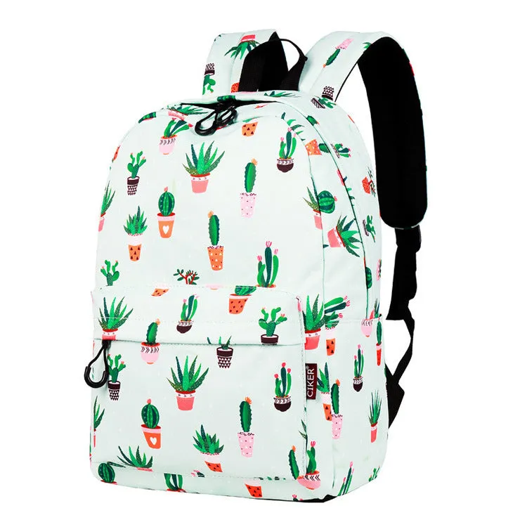 Sweet Cactus Printing Backpack Girls School Bookbag Travel Bag Top Level YBP212117