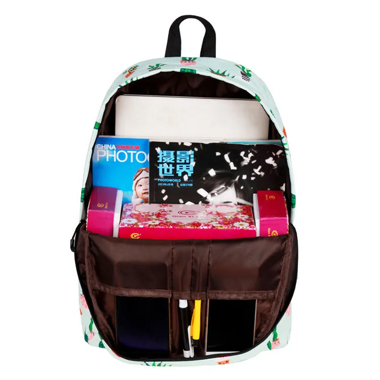 Sweet Cactus Printing Backpack Girls School Bookbag Travel Bag Top Level YBP212117