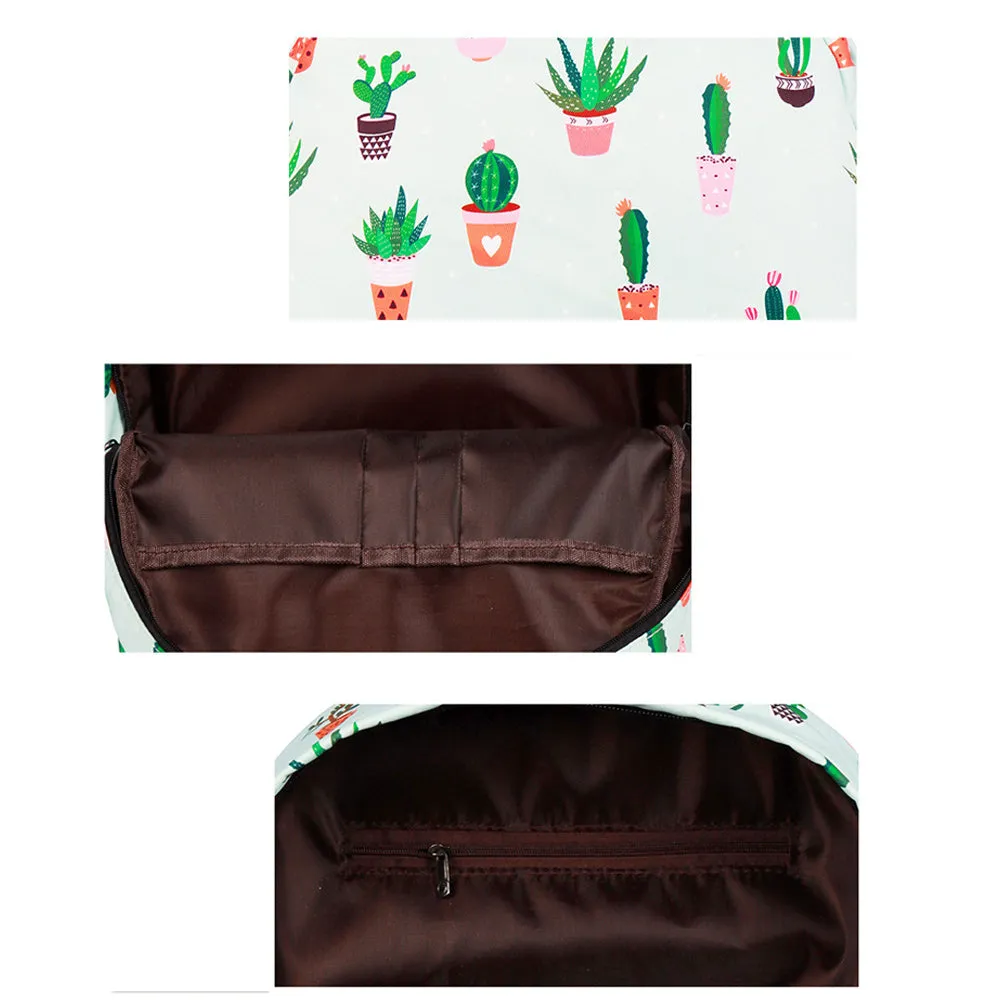 Sweet Cactus Printing Backpack Girls School Bookbag Travel Bag Top Level YBP212117