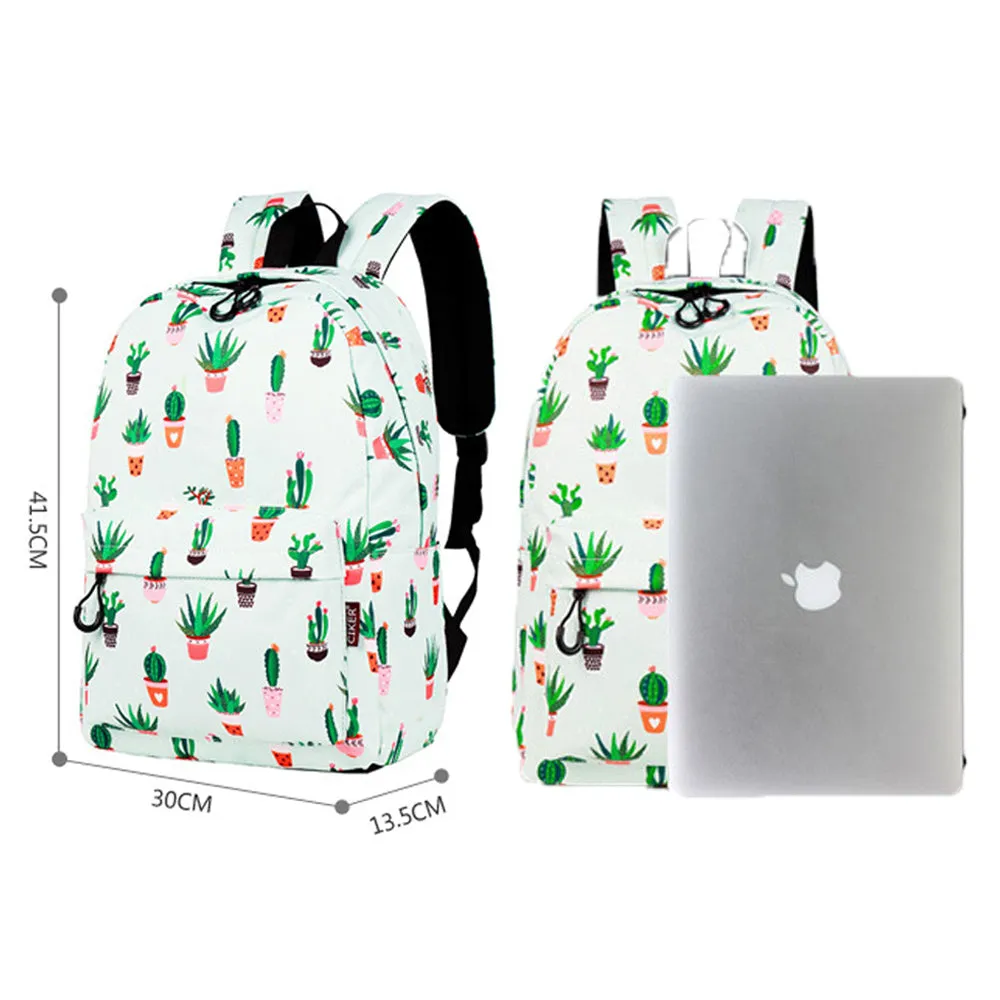 Sweet Cactus Printing Backpack Girls School Bookbag Travel Bag Top Level YBP212117