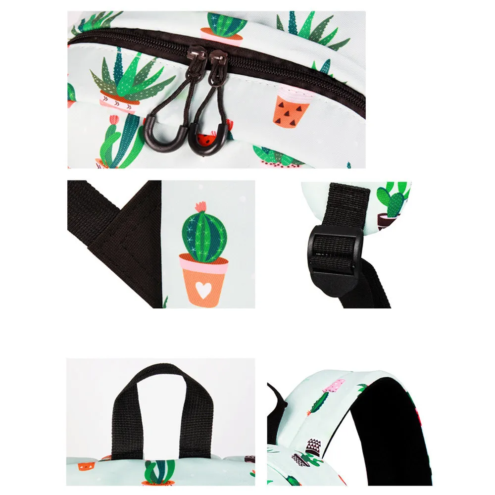 Sweet Cactus Printing Backpack Girls School Bookbag Travel Bag Top Level YBP212117