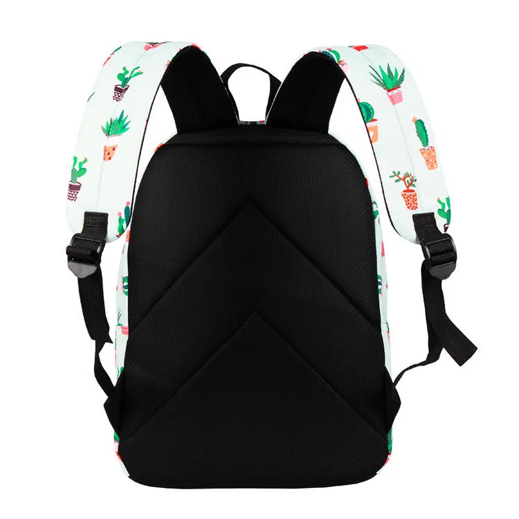 Sweet Cactus Printing Backpack Girls School Bookbag Travel Bag Top Level YBP212117
