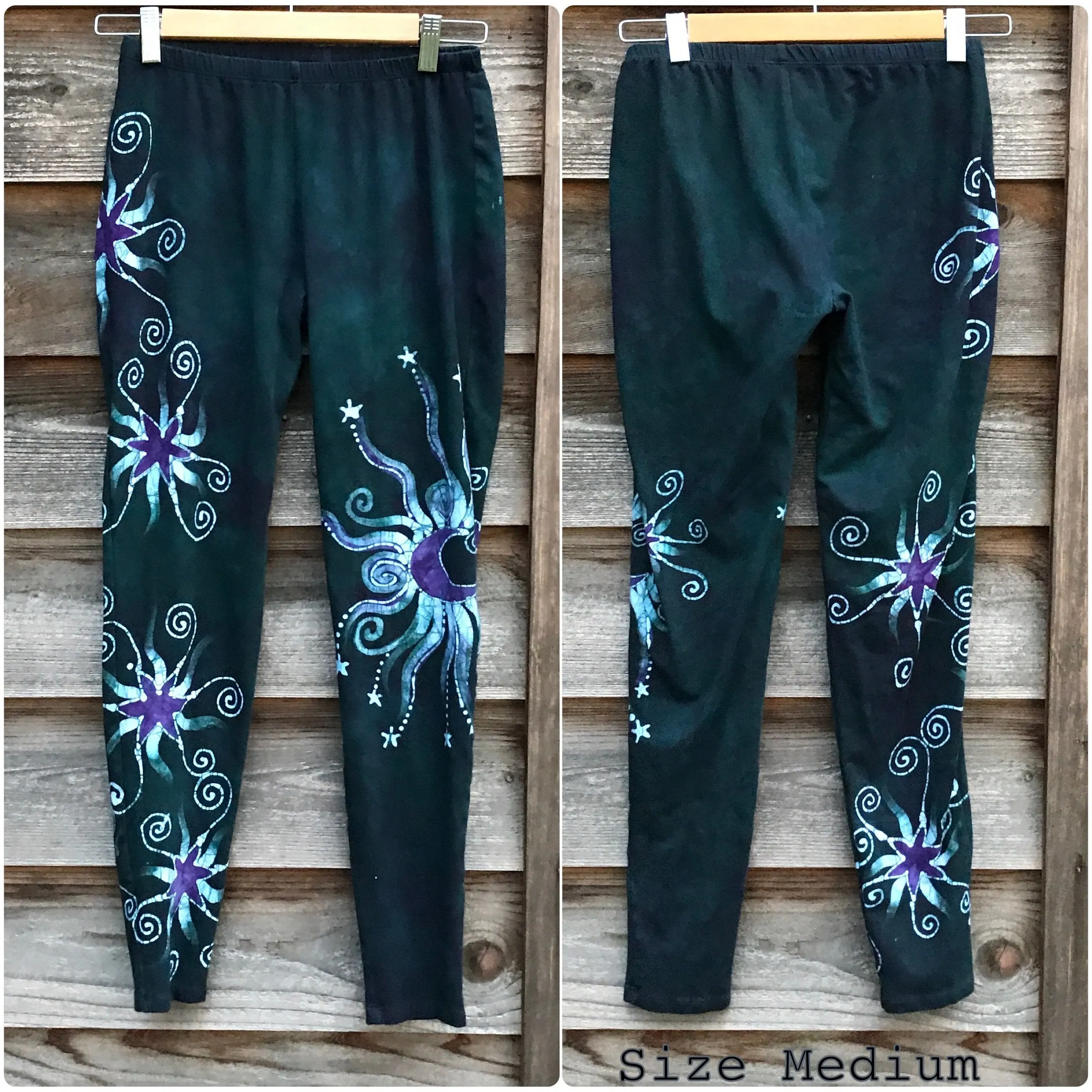 Teal and Purple Stars Batikwalla Leggings