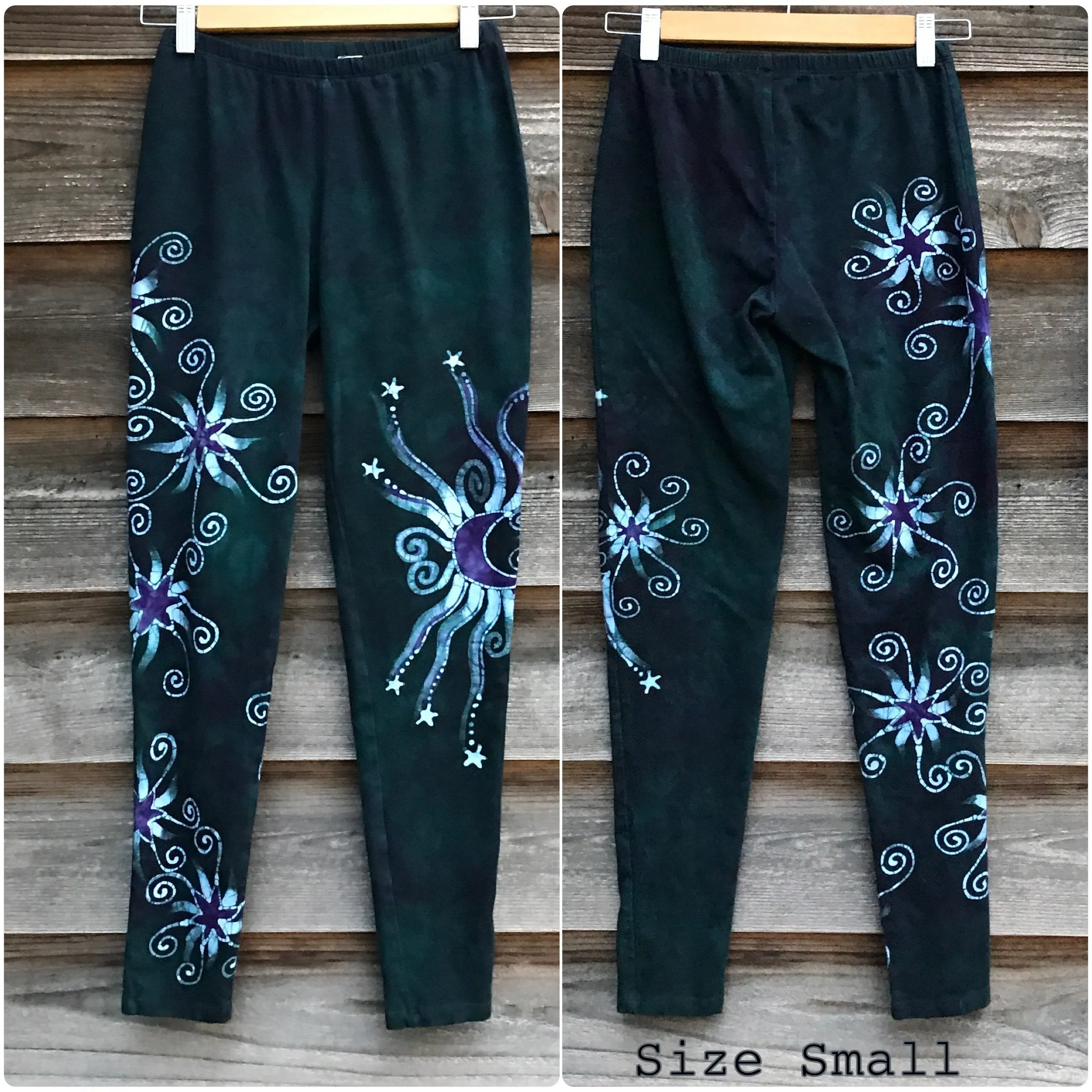 Teal and Purple Stars Batikwalla Leggings