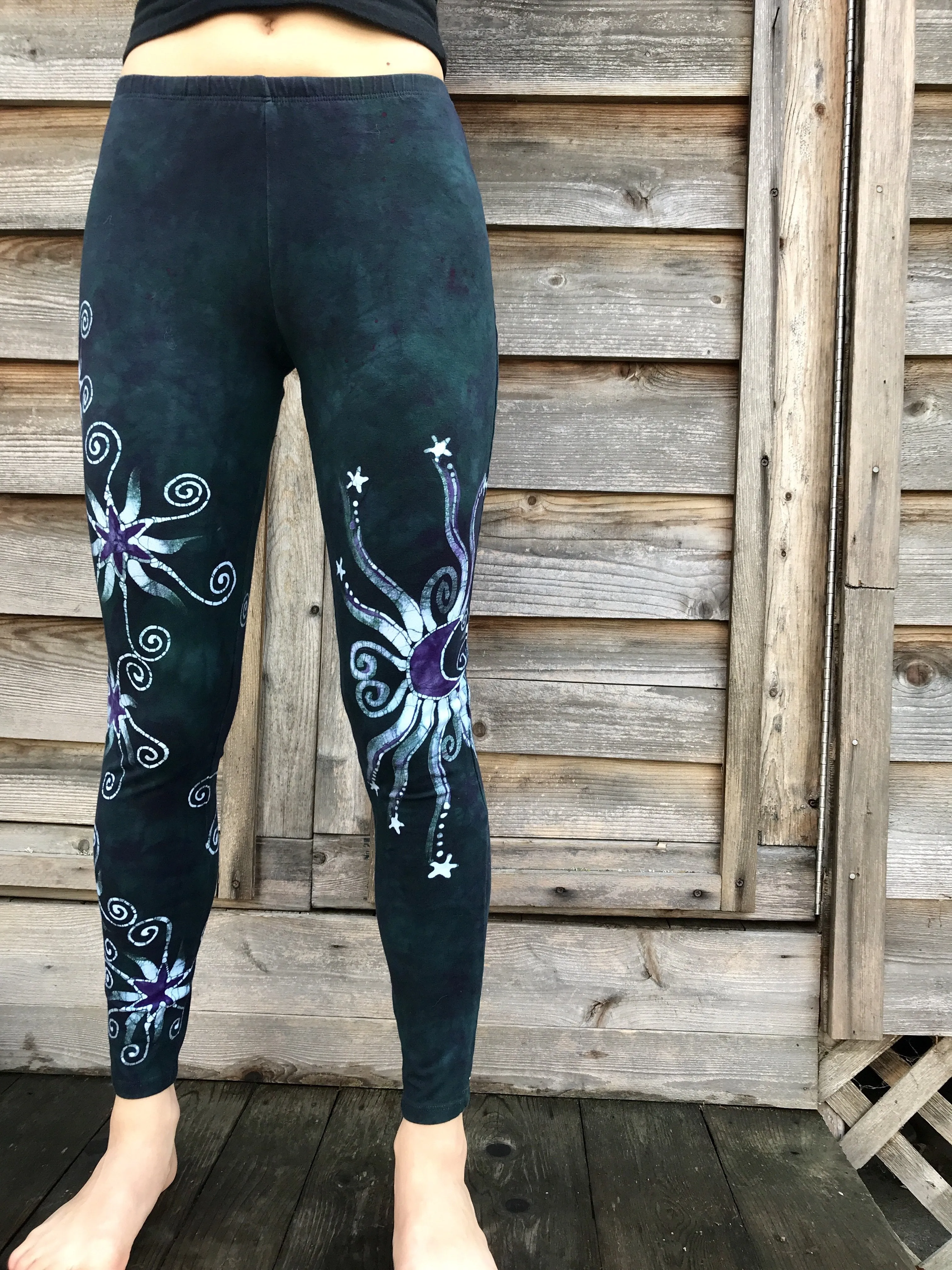 Teal and Purple Stars Batikwalla Leggings