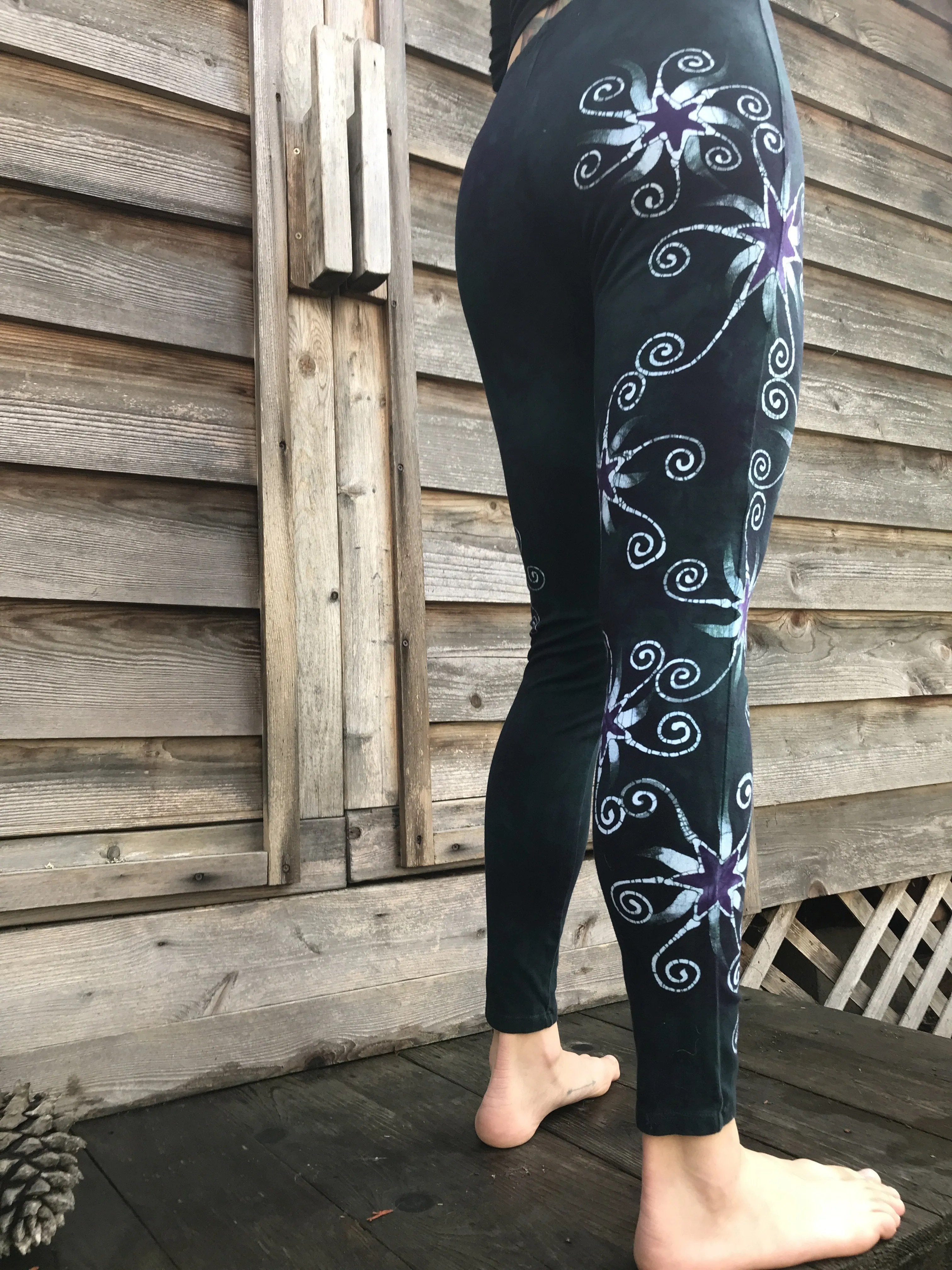 Teal and Purple Stars Batikwalla Leggings
