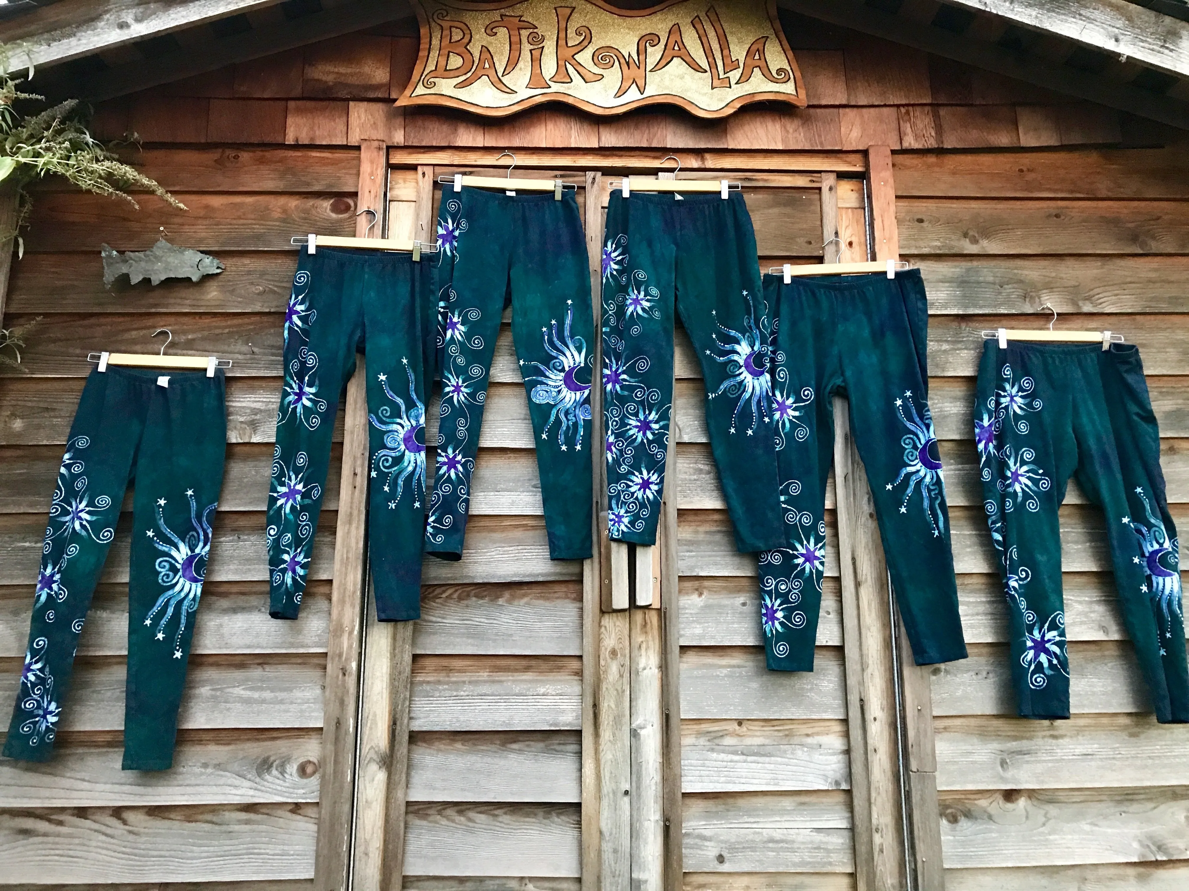 Teal and Purple Stars Batikwalla Leggings
