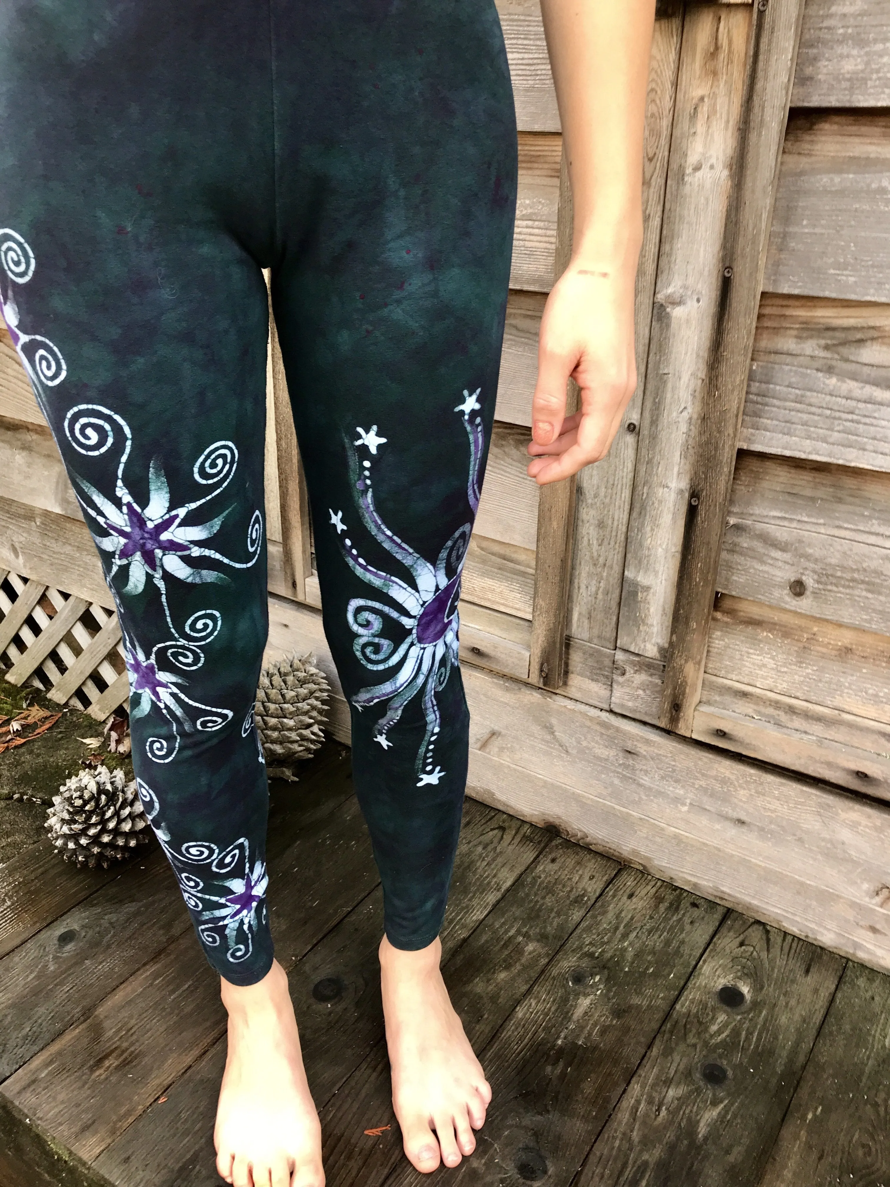 Teal and Purple Stars Batikwalla Leggings
