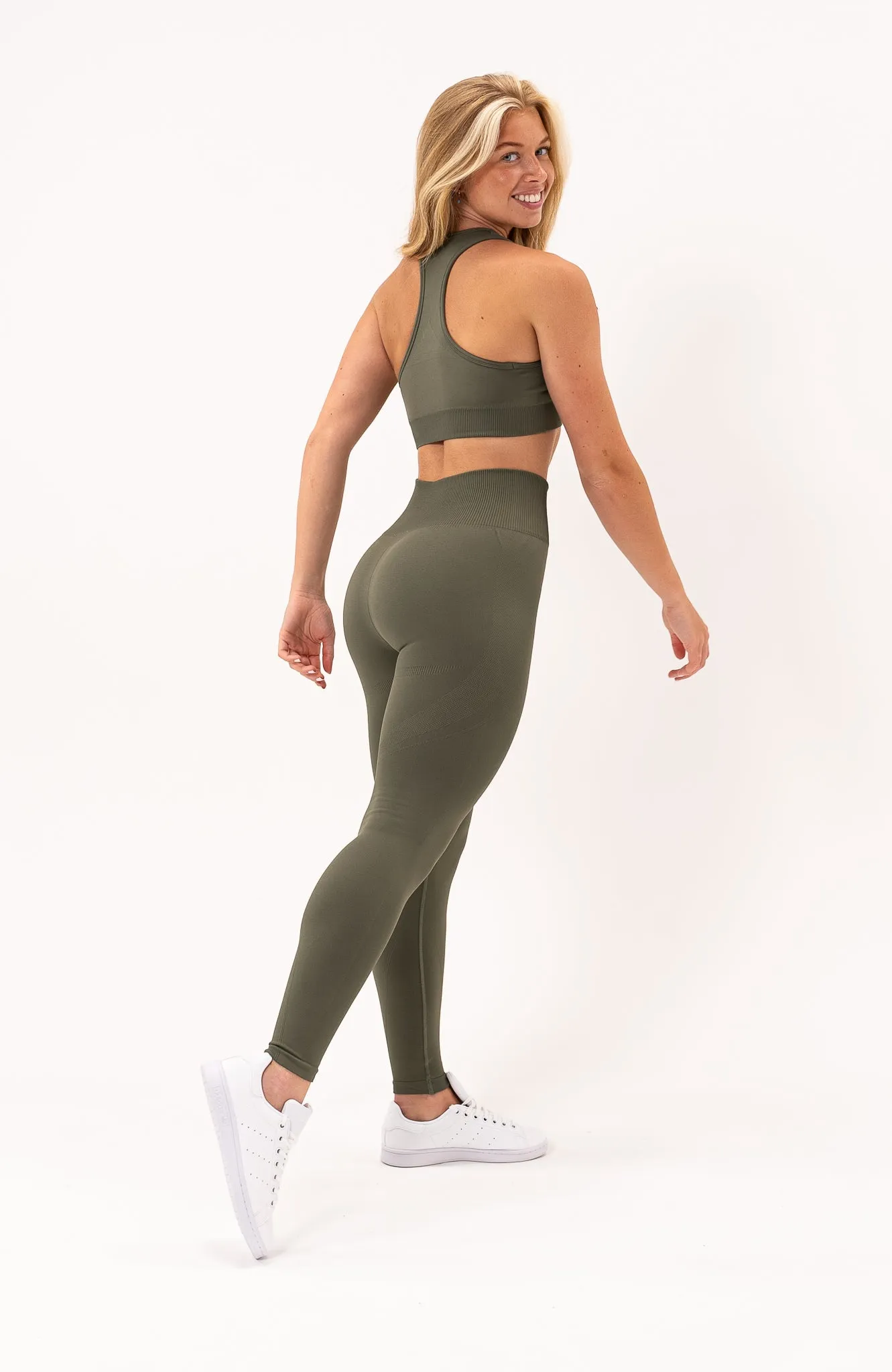 Unlimited Seamless Leggings & Sports Bra Set - Olive Fade