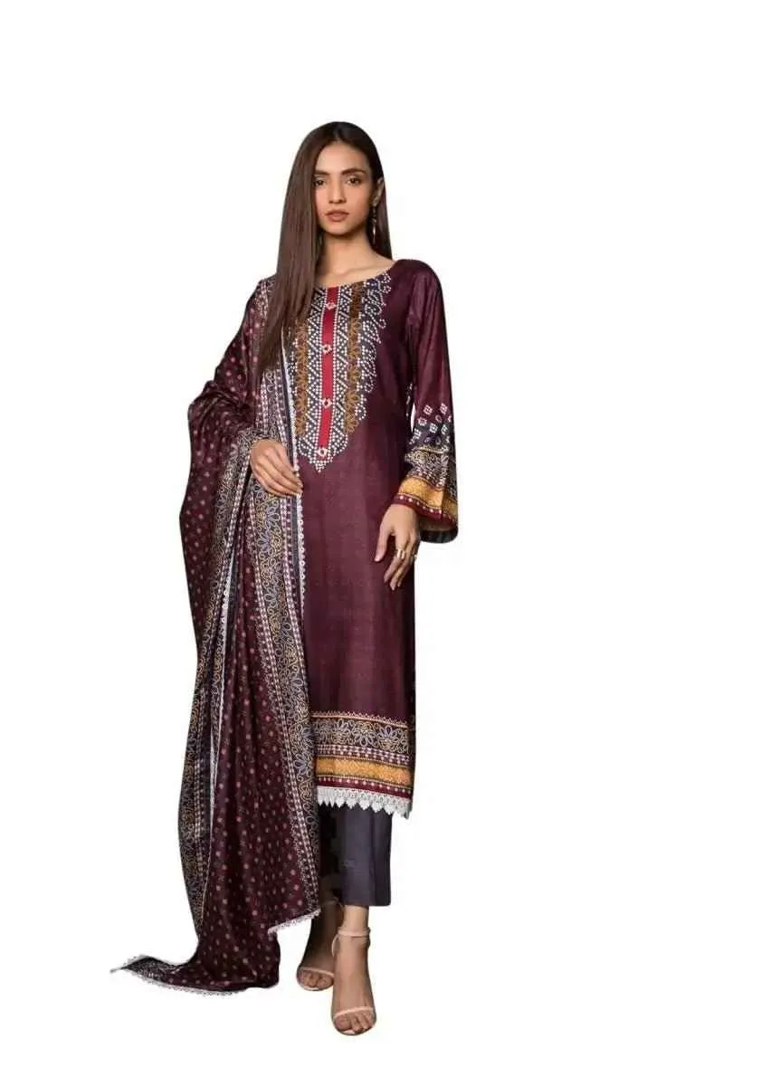 Unstitched Linen Printed Pakistani Dresses for Women - Three Piece Linen Suit