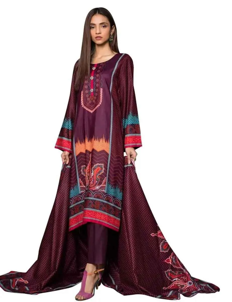 Unstitched Linen Printed Pakistani Dresses for Women - Three Piece Linen Suit
