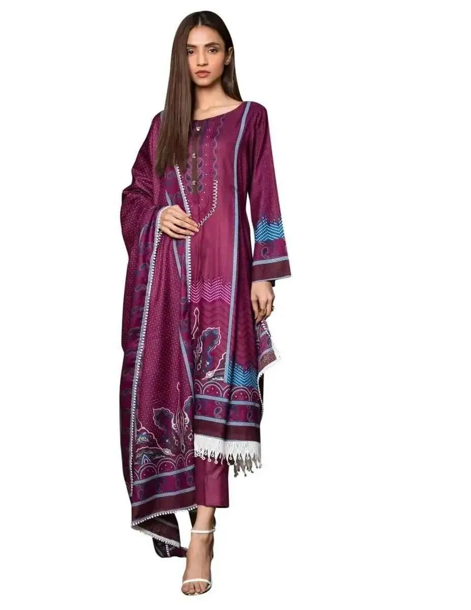 Unstitched Linen Printed Pakistani Dresses for Women - Three Piece Linen Suit