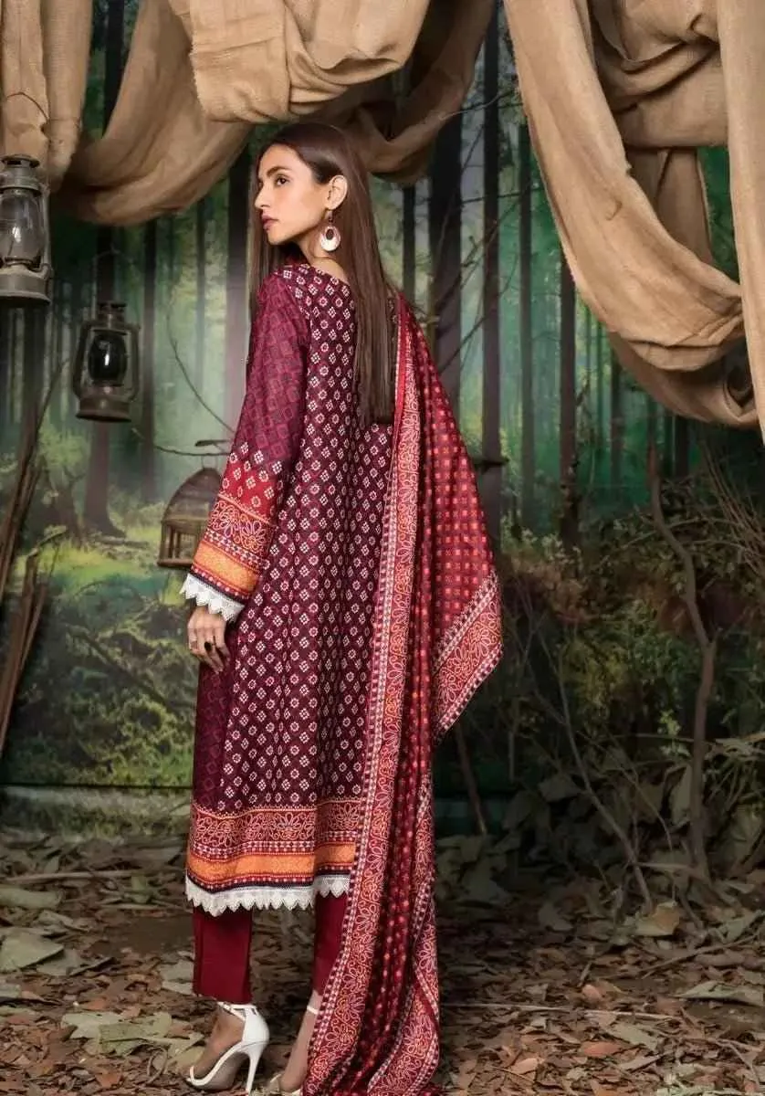 Unstitched Linen Printed Pakistani Dresses for Women - Three Piece Linen Suit