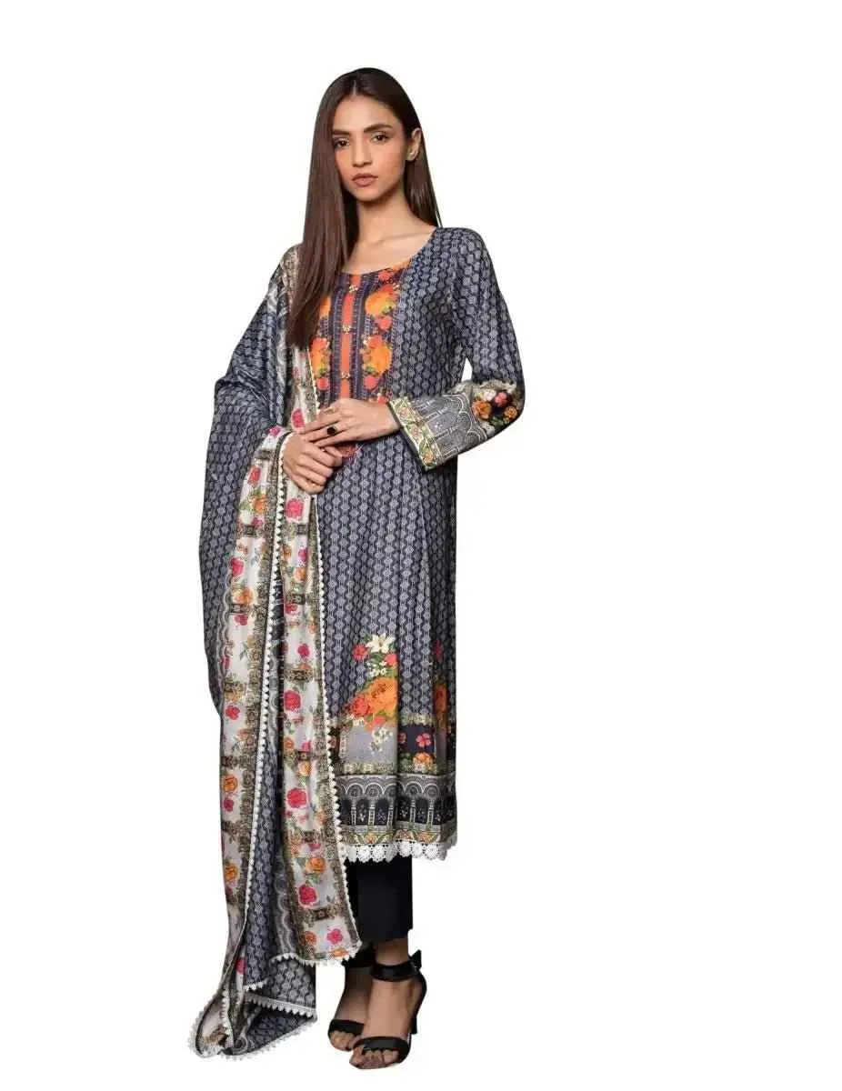 Unstitched Linen Printed Pakistani Dresses for Women - Three Piece Linen Suit