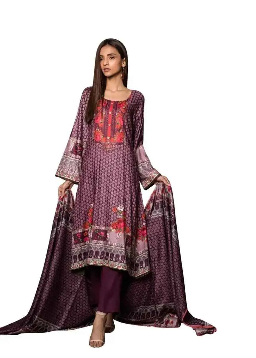 Unstitched Linen Printed Pakistani Dresses for Women - Three Piece Linen Suit