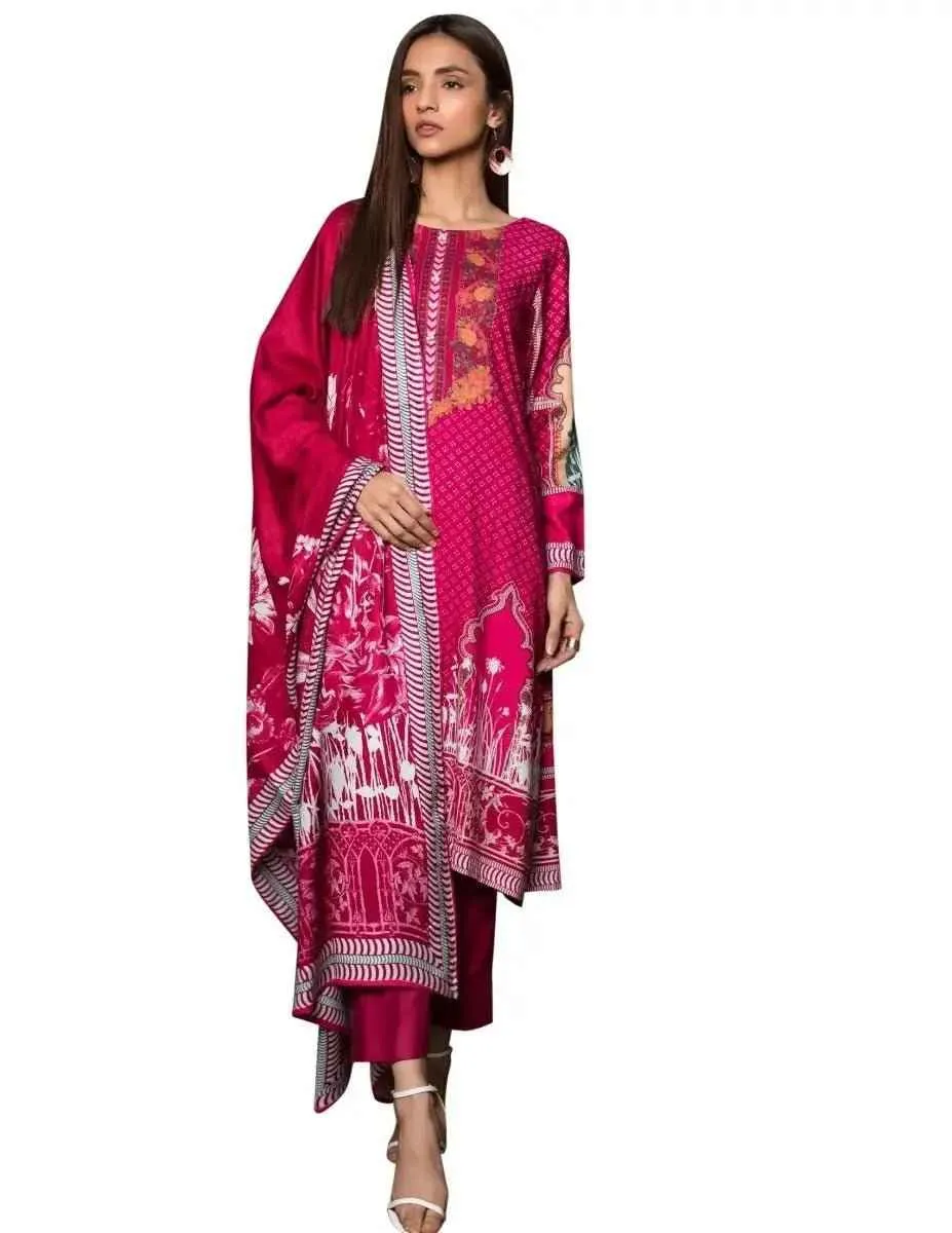 Unstitched Linen Printed Pakistani Dresses for Women - Three Piece Linen Suit