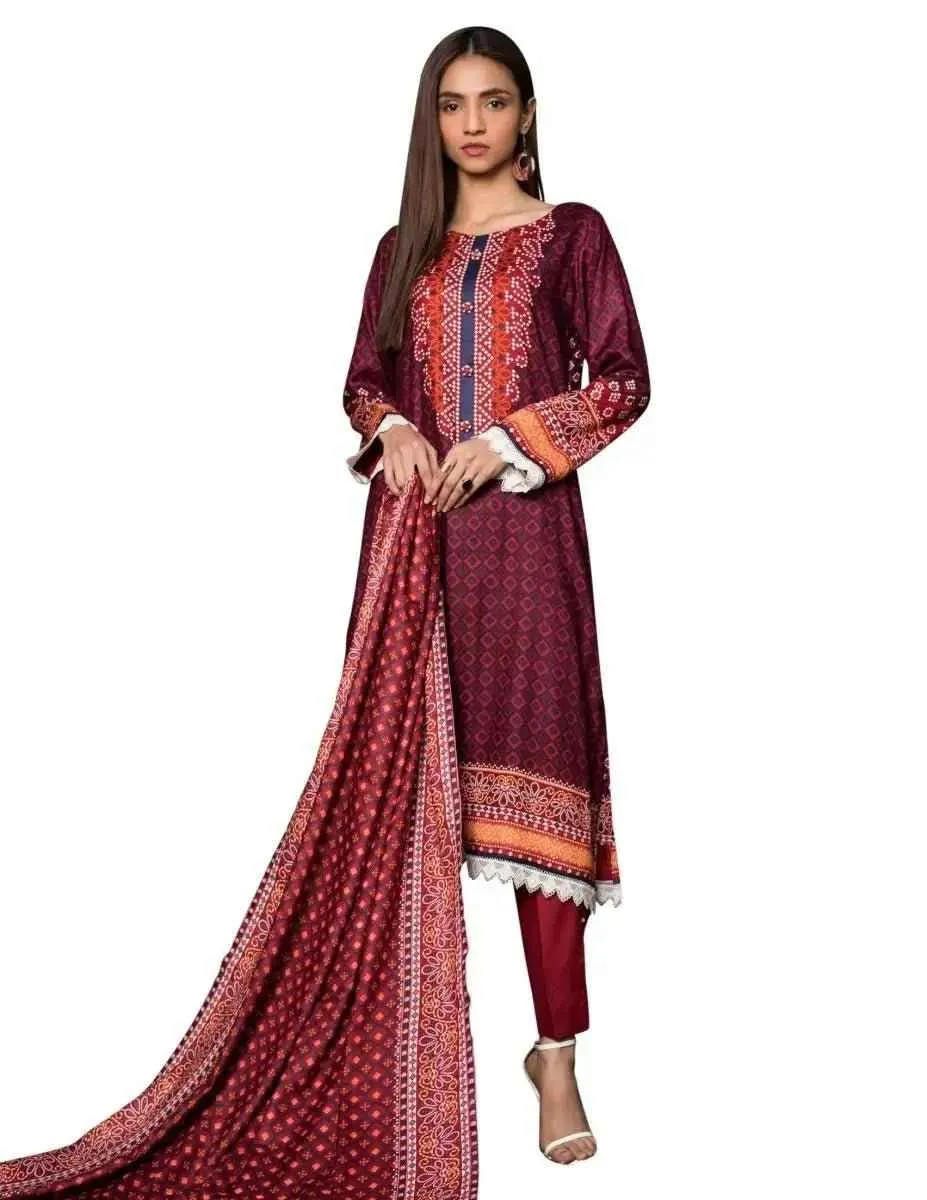 Unstitched Linen Printed Pakistani Dresses for Women - Three Piece Linen Suit