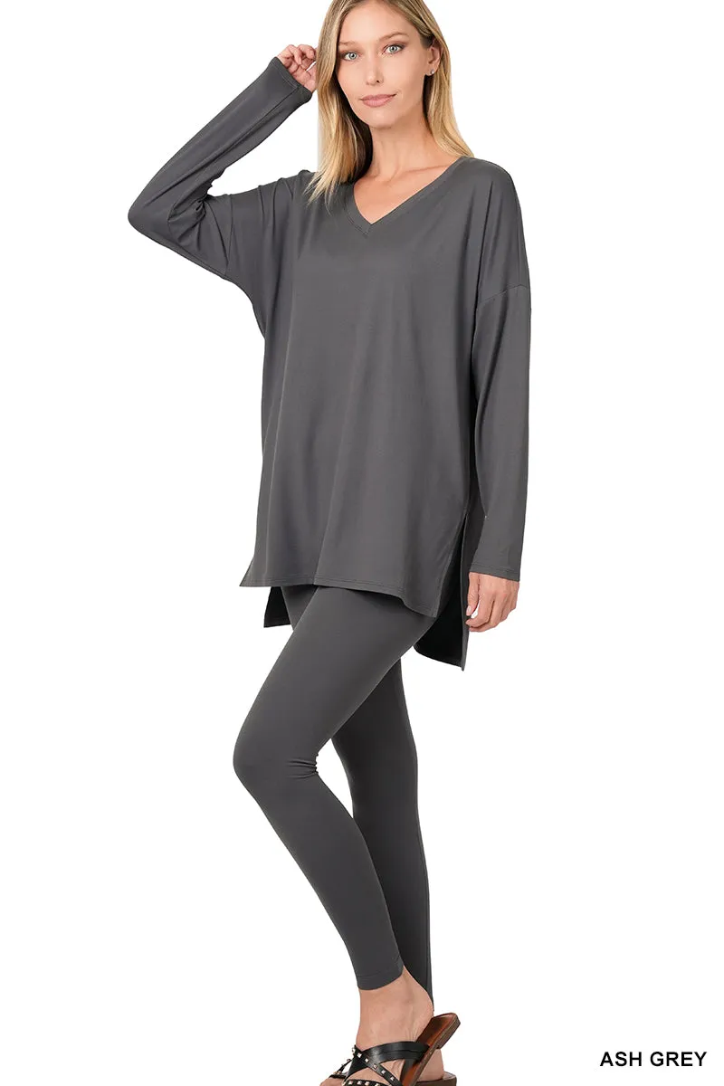 V-Neck Brushed Microfiber Loungewear Set (8 Options)