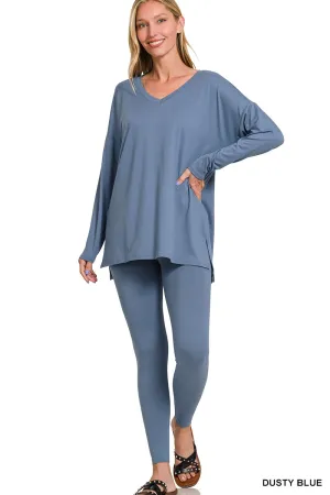 V-Neck Brushed Microfiber Loungewear Set (8 Options)