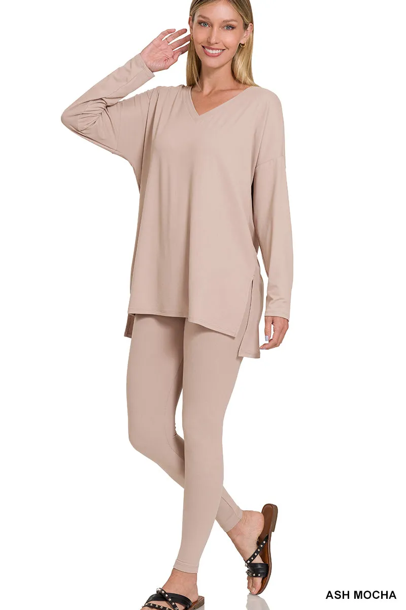 V-Neck Brushed Microfiber Loungewear Set (8 Options)