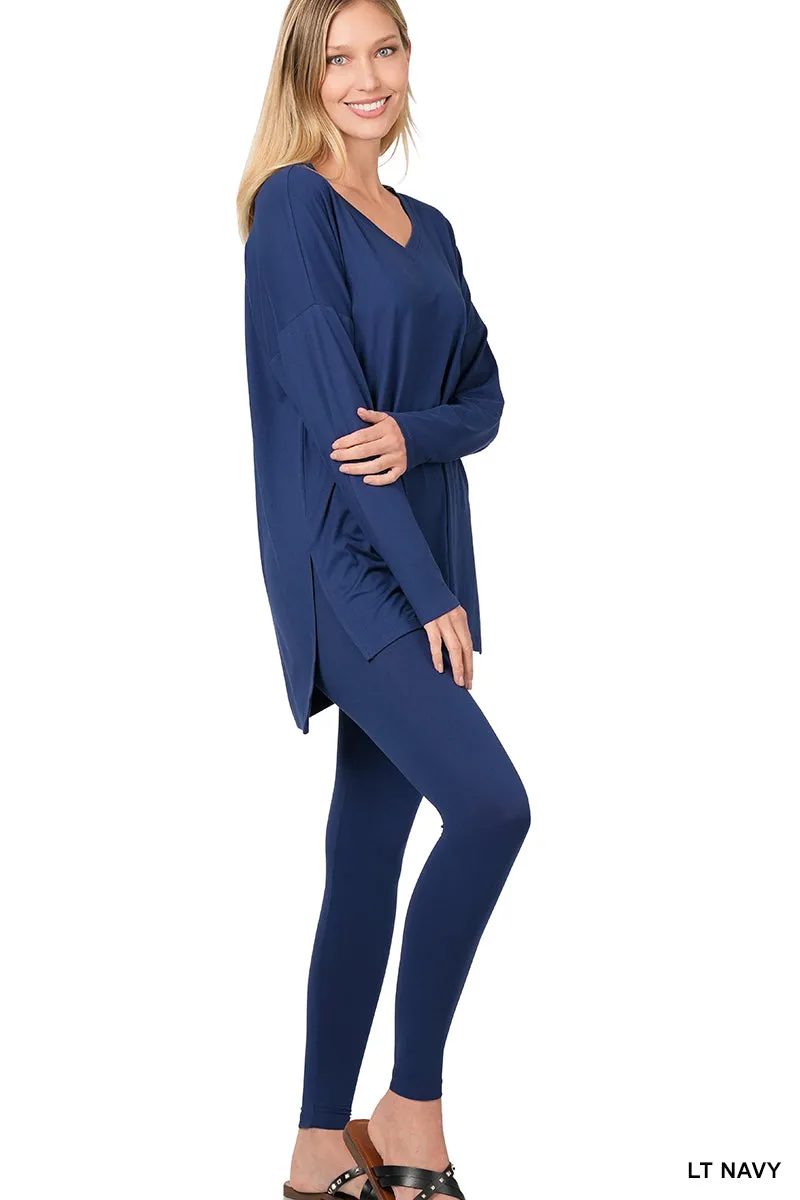 V-Neck Brushed Microfiber Loungewear Set (8 Options)