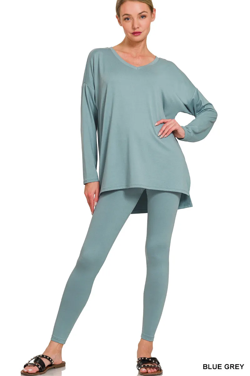 V-Neck Brushed Microfiber Loungewear Set (8 Options)
