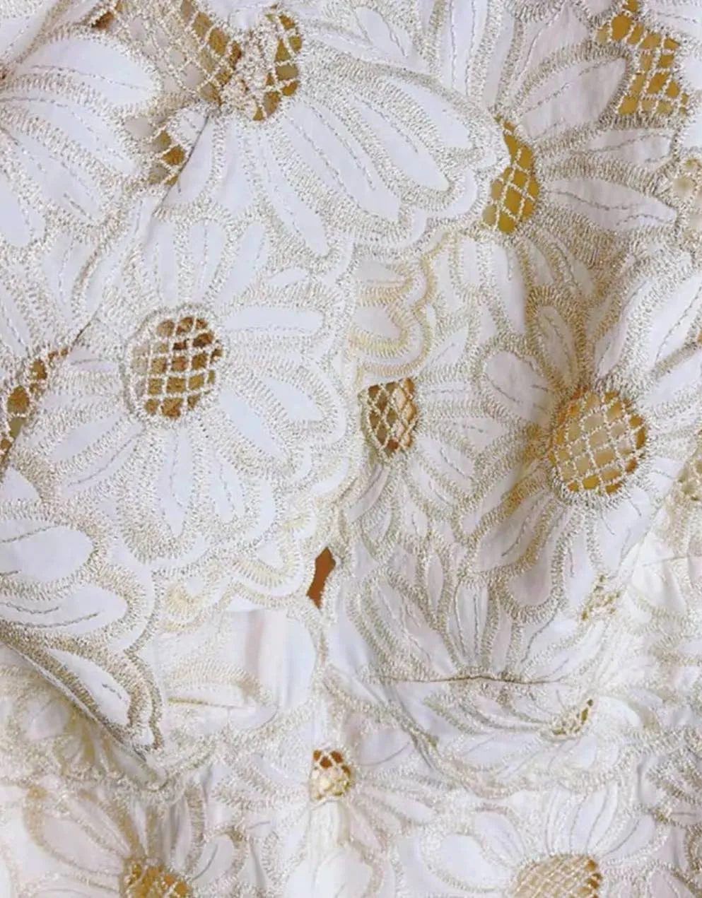 White Flower Embroidery Long Dress