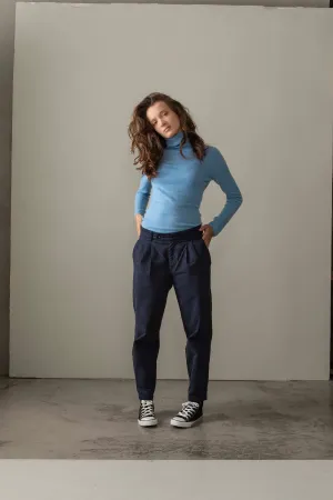 Women's Cashmere Polo Neck Jumper - Glacier