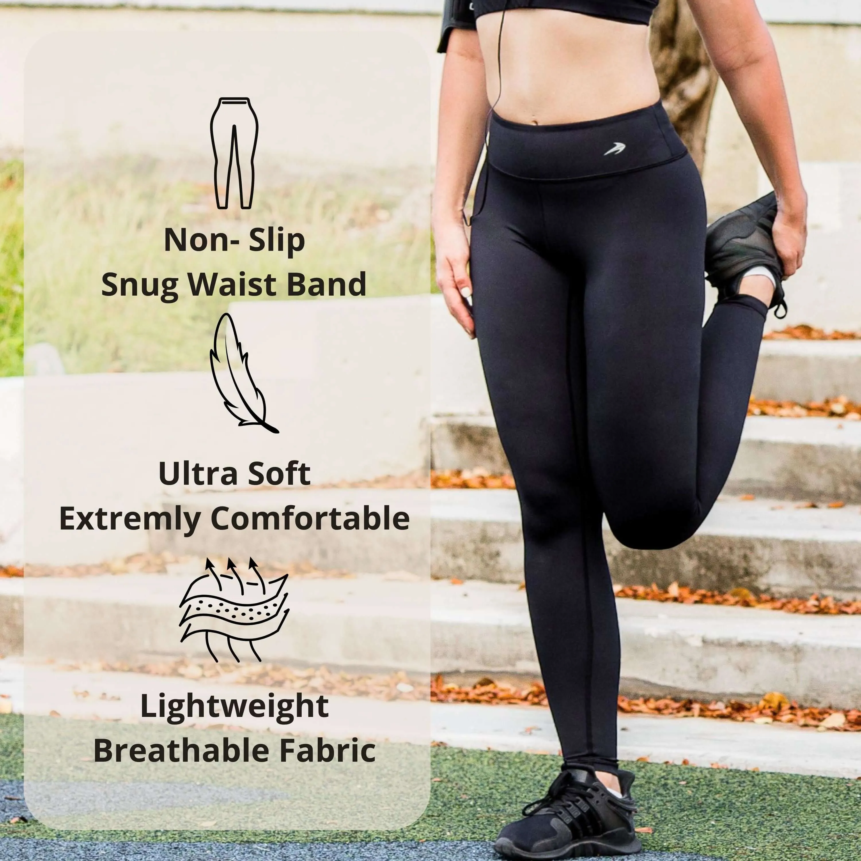 Women's Compression Leggings Super High Waist W/ Pockets - Leopard Black