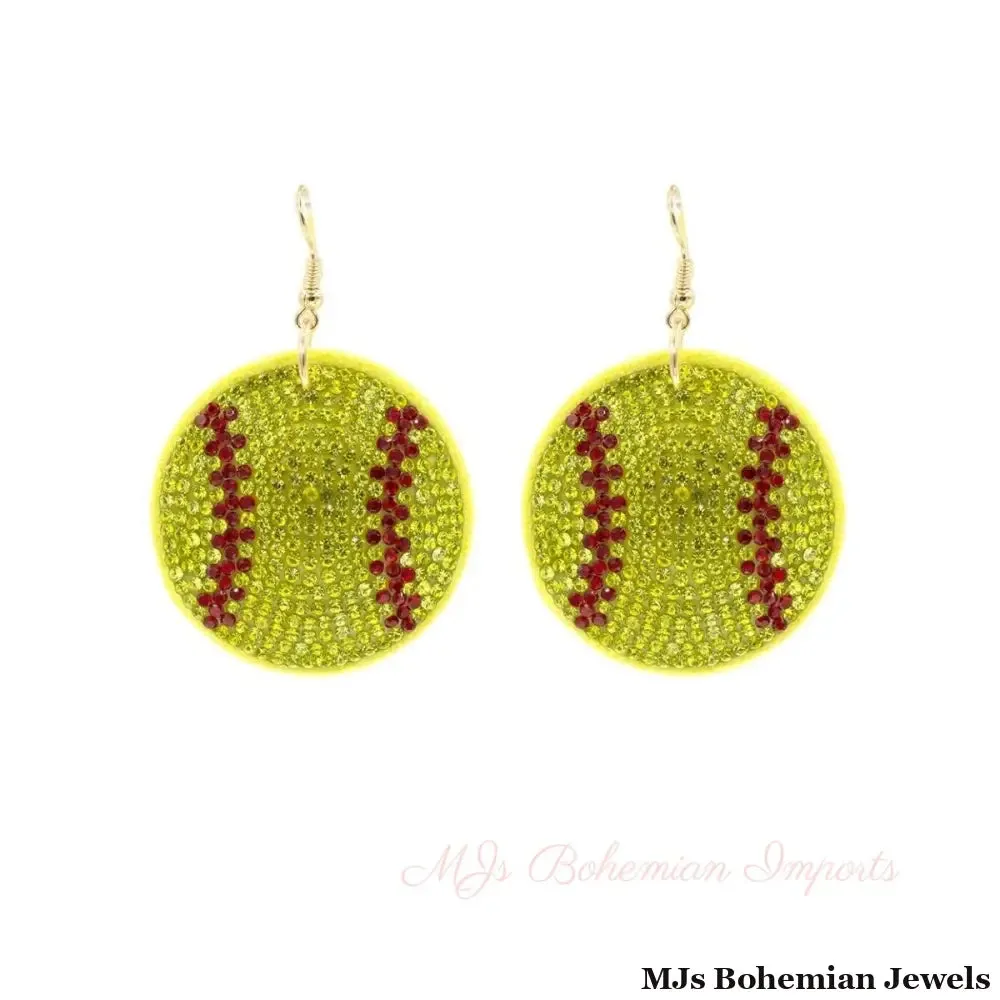 Yellow Softball Padded Earrings